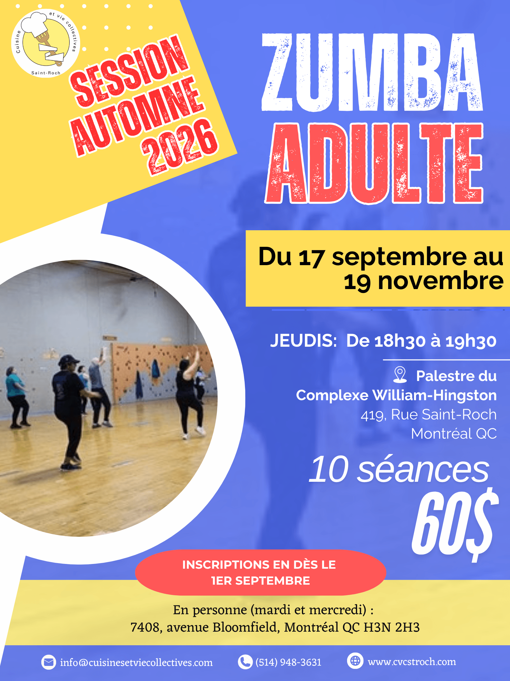 Image de l'article Session Automne 2026– Inscription aux cours de Zumba adulte!