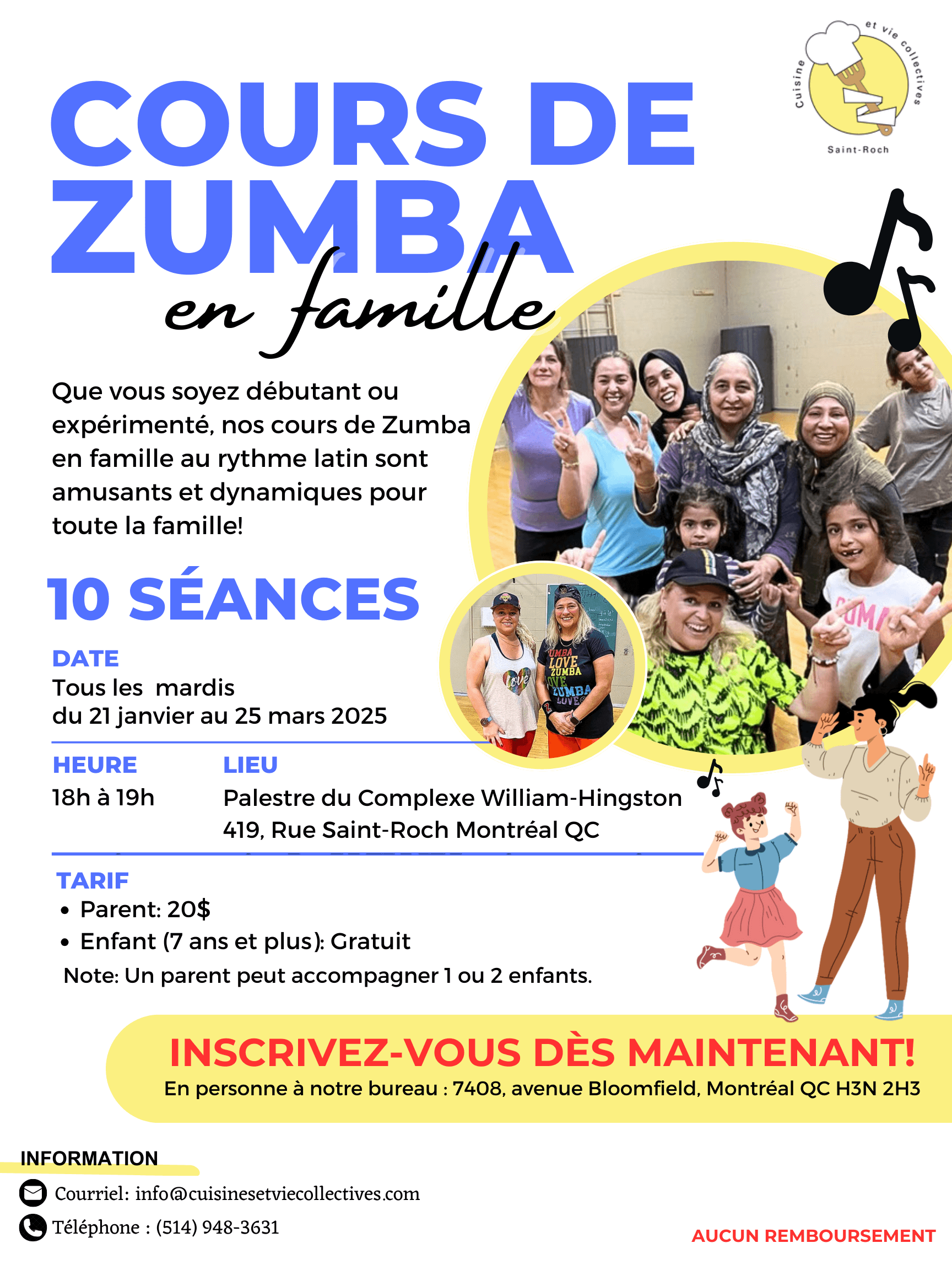 Image de l'article Session Hiver 2025- Inscription aux cours de Zumba pour la famille
