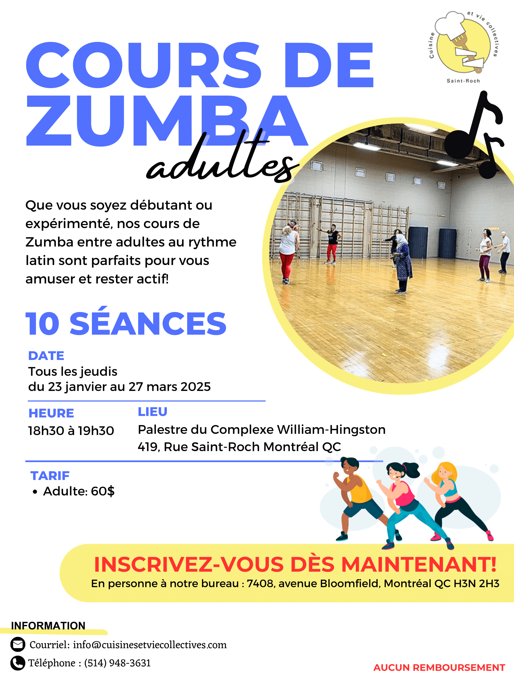 Image de l'article Session Hiver 2025- Inscription aux cours de Zumba pour les adultes