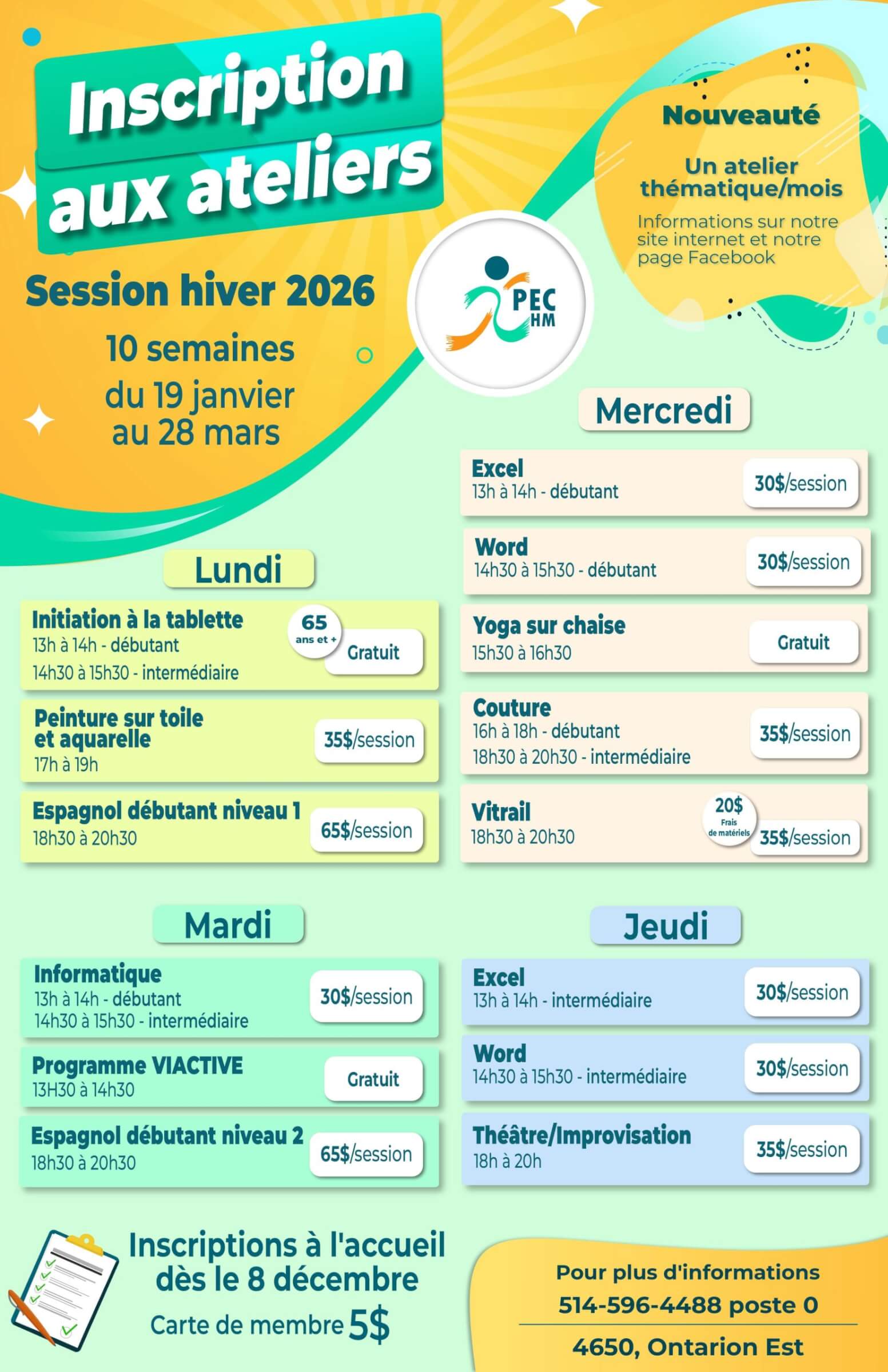Image de l'article Activités hiver 2026 – Pavillon d’Éducation Communautaire