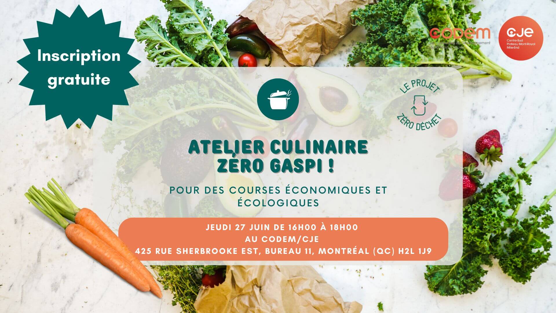 Image de l'article Atelier culinaire ZÉRO GASPI : Pour des courses économiques et écologiques 27 juin 2024 !