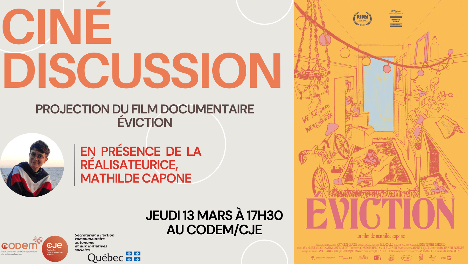 Image de l'article CINÉ-DISCUSSION – Diffusion du film documentaire Éviction