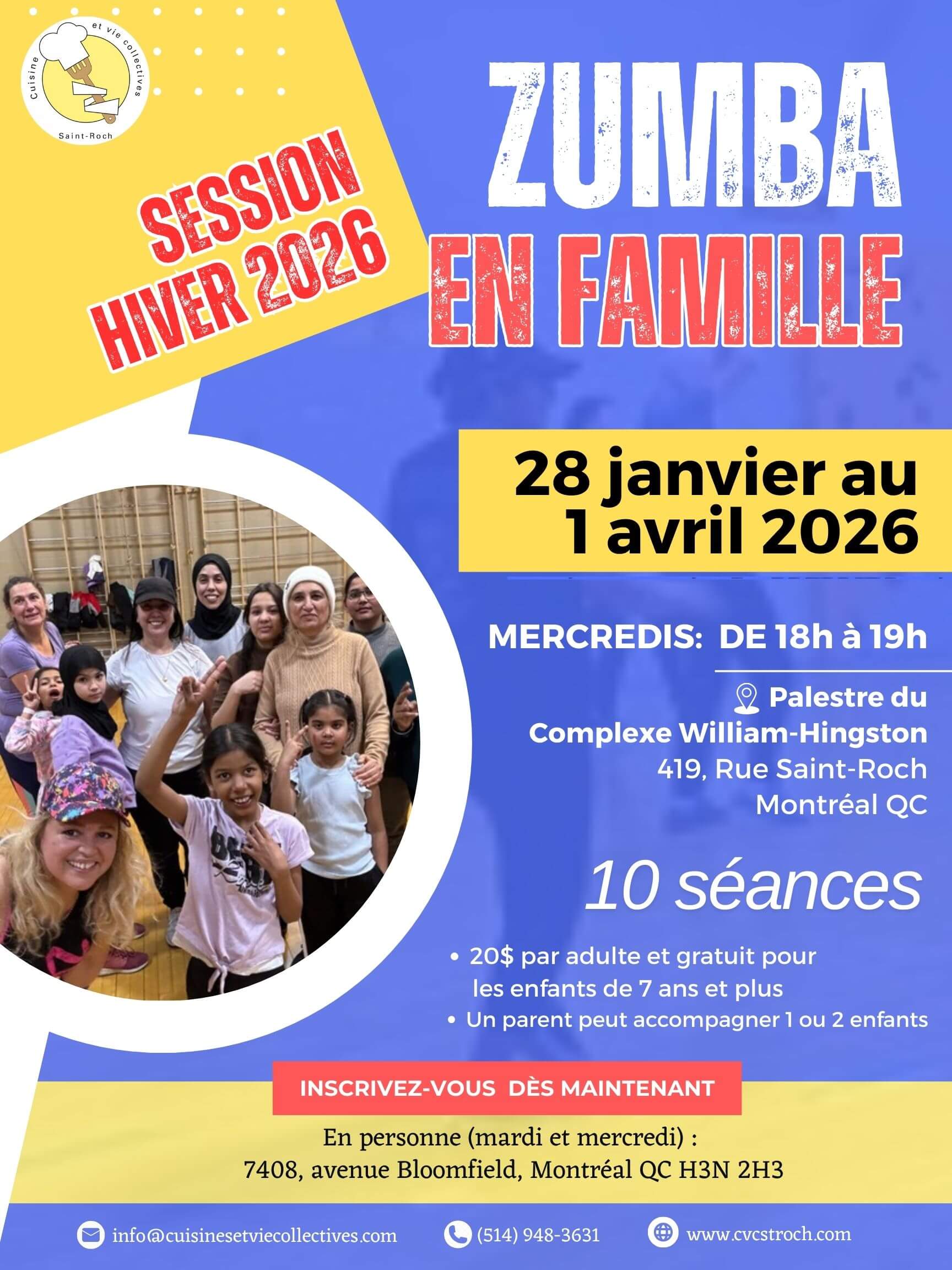 Image de l'article Session Hiver 2026– Inscription aux cours de Zumba famille!