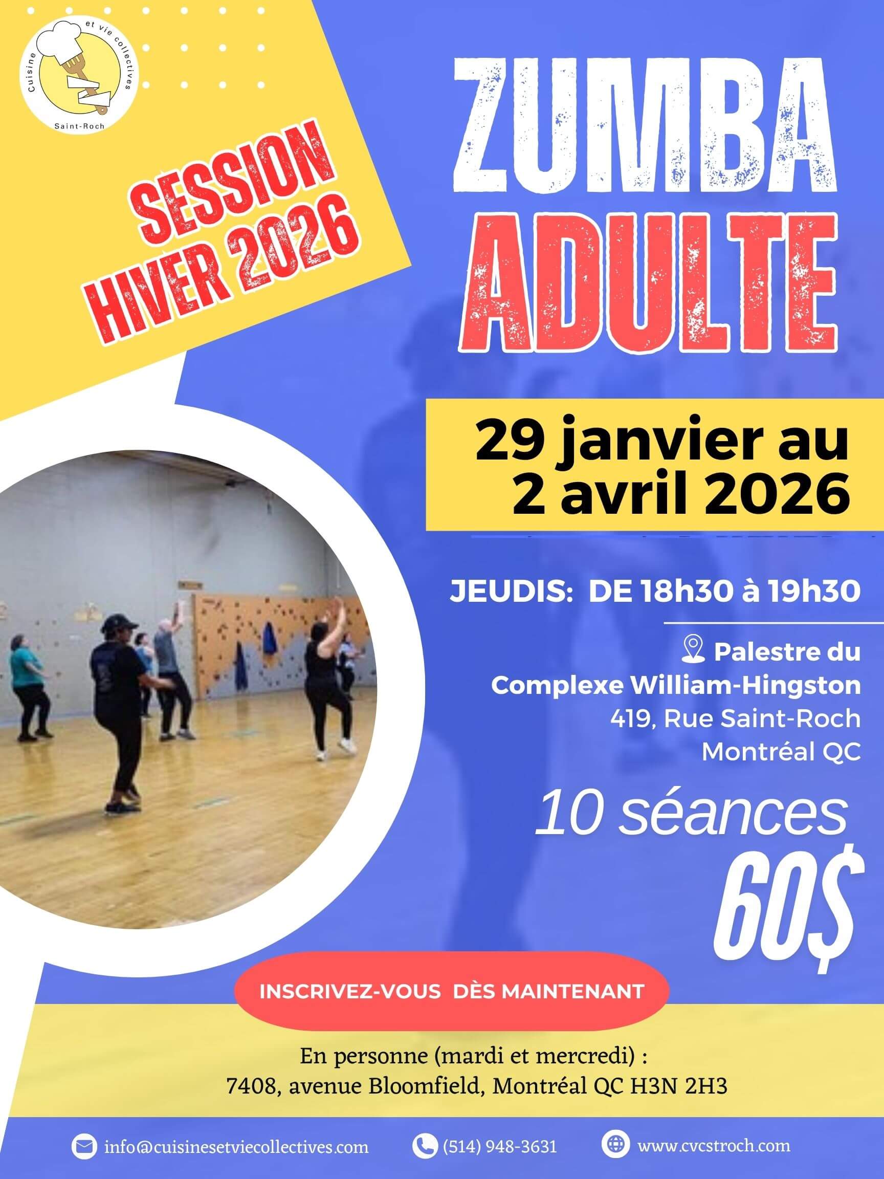 Image de l'article Session Hiver 2026– Inscription aux cours de Zumba adulte!