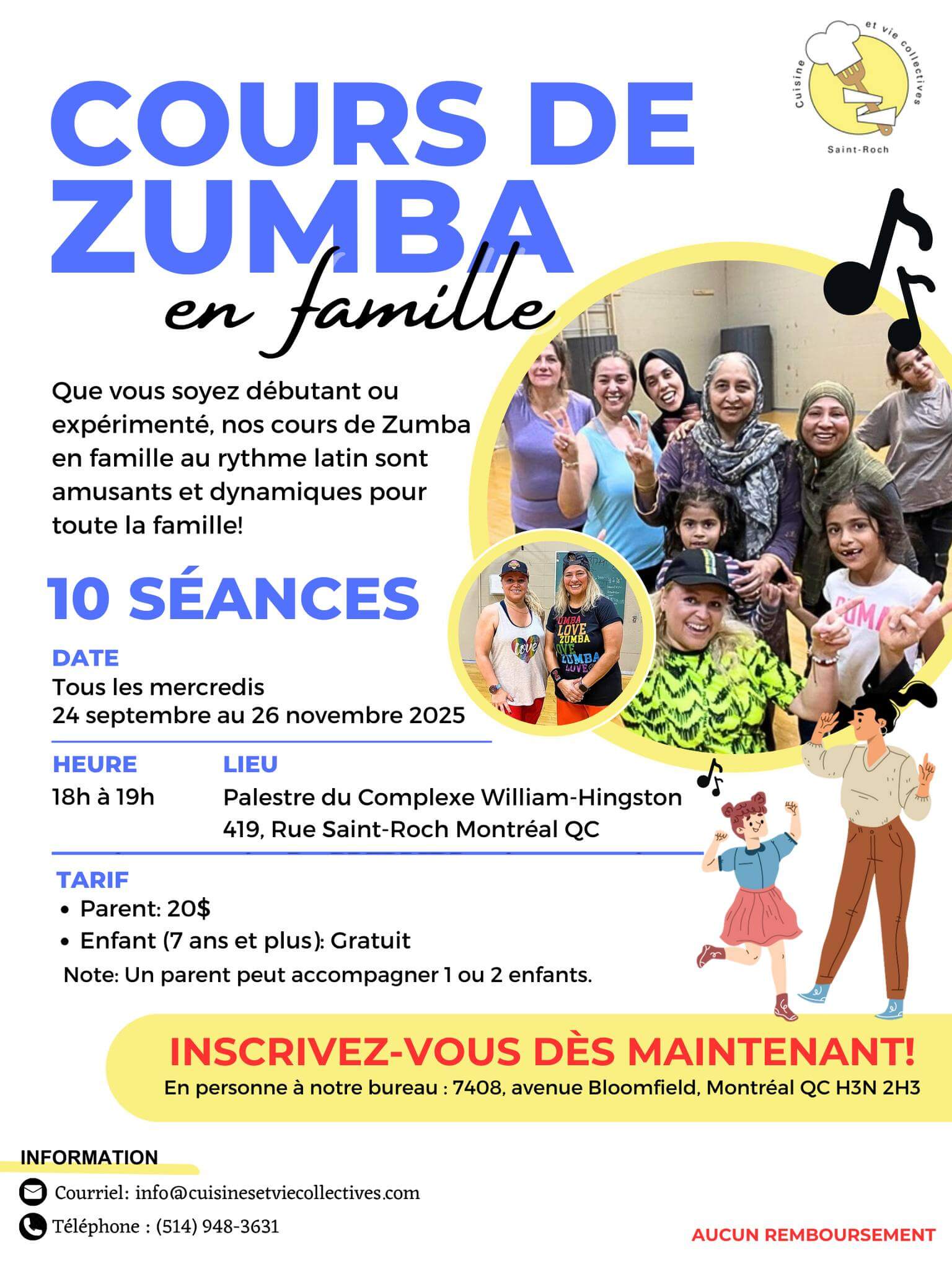 Image de l'article Session Automne 2025 – Inscription aux cours de Zumba pour la famille!