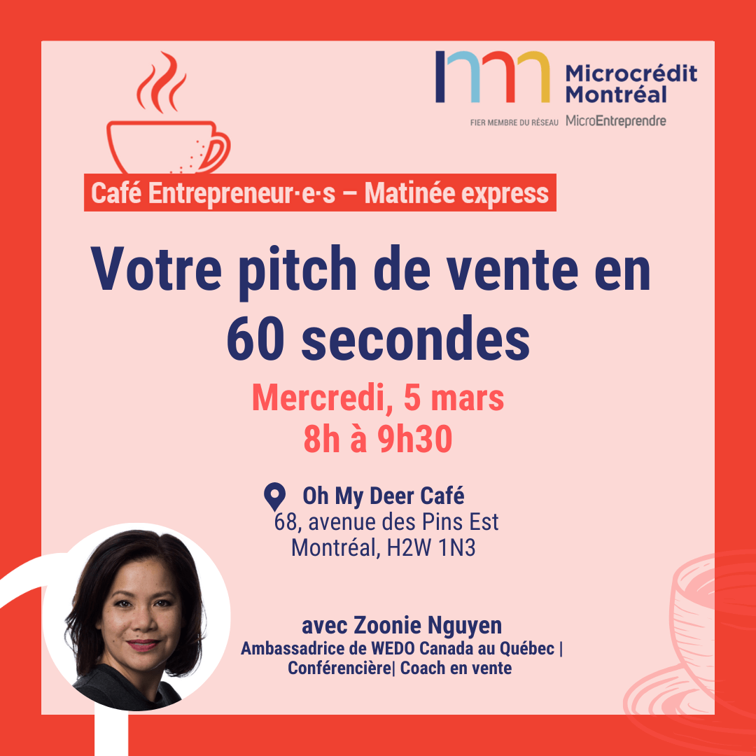 Image de l'article Café Entrepreneur·e·s – Matinée Express-Votre pitch de vente en 60 secondes.