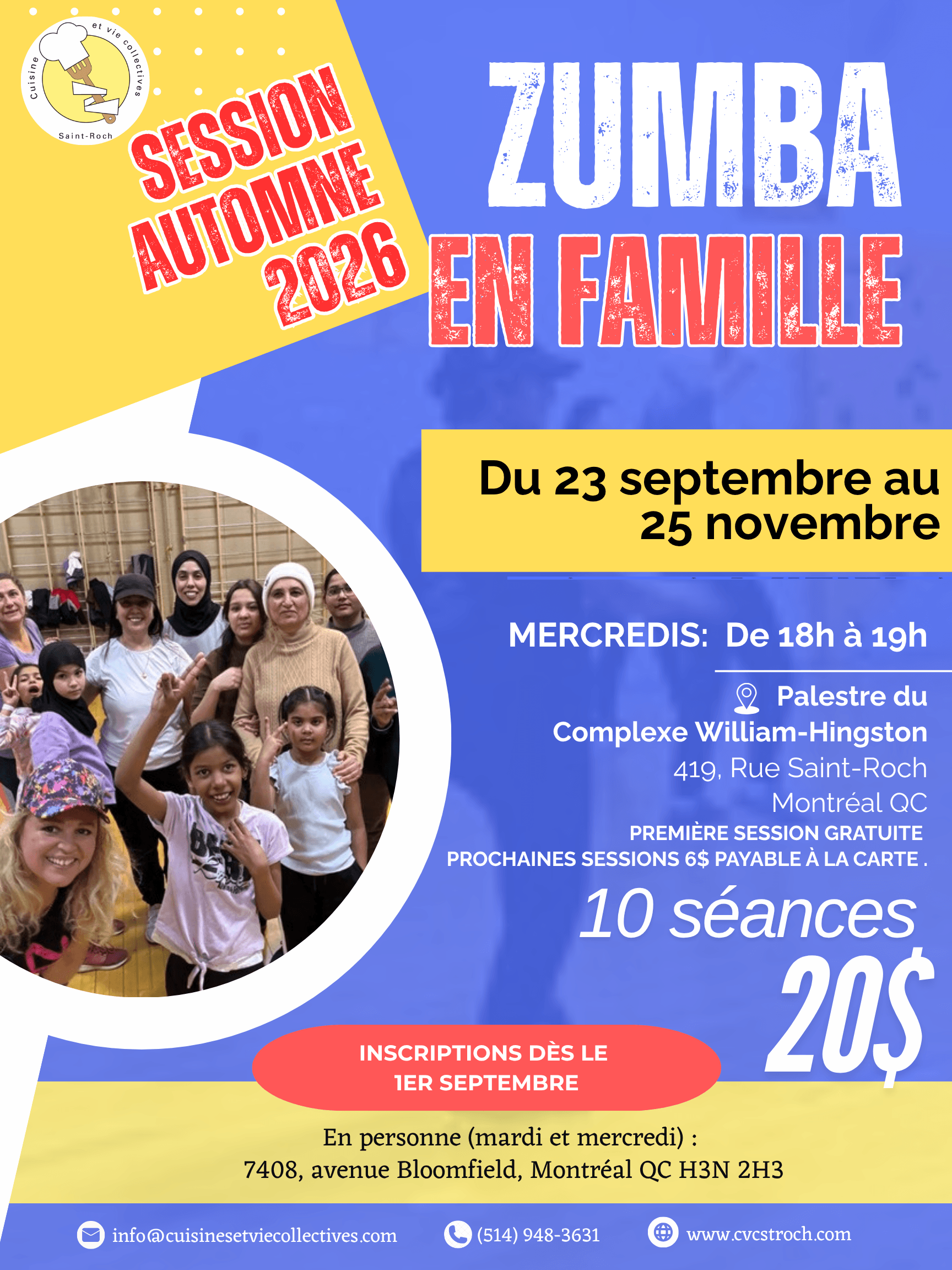 Image de l'article 💥 Zumba Famille – Première cours GRATUIT ! – Payez 6$ par session 💥