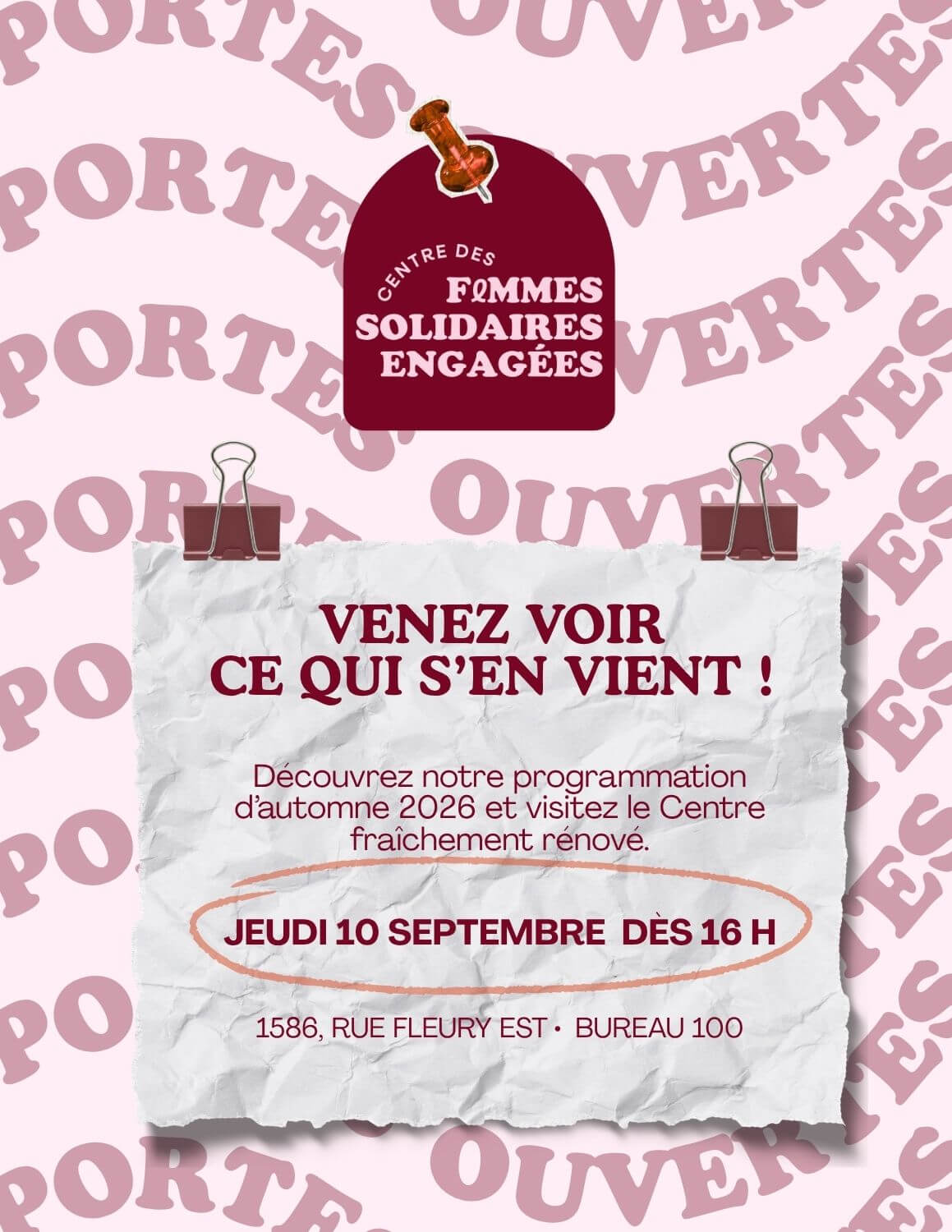 Image de l'article Portes Ouvertes – programmation automne 2026