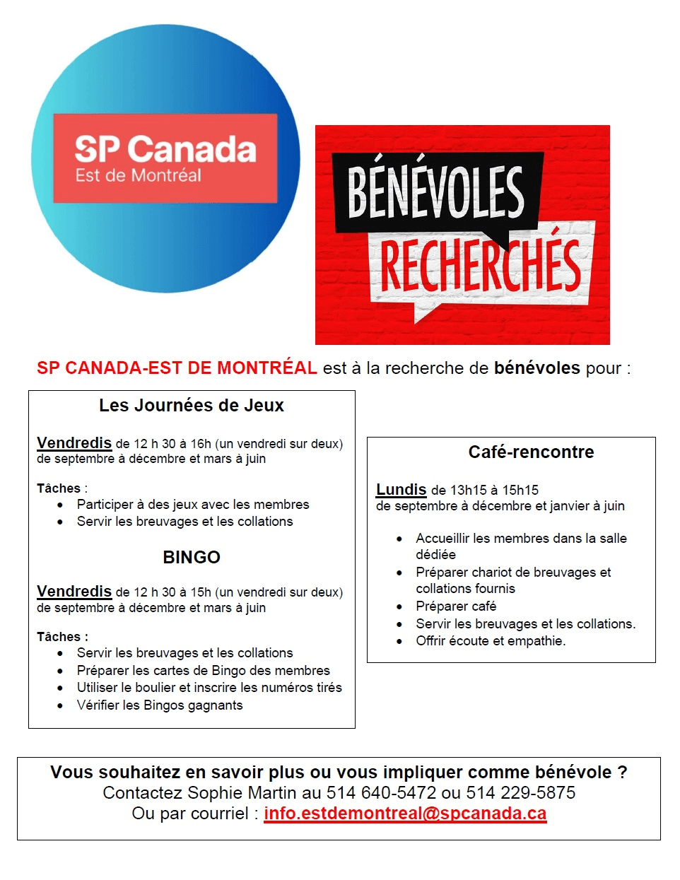 Image de l'article SP CANADA-EST DE MONTRÉAL est à la recherche de bénévoles