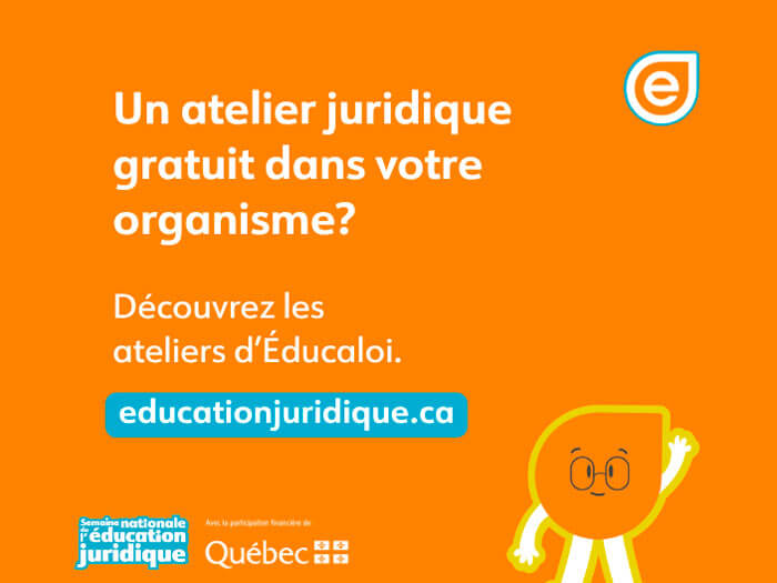 Image de l'article Accueillez des ateliers juridiques gratuits dans votre OBNL à l’occasion de la Semaine nationale de l’éducation juridique