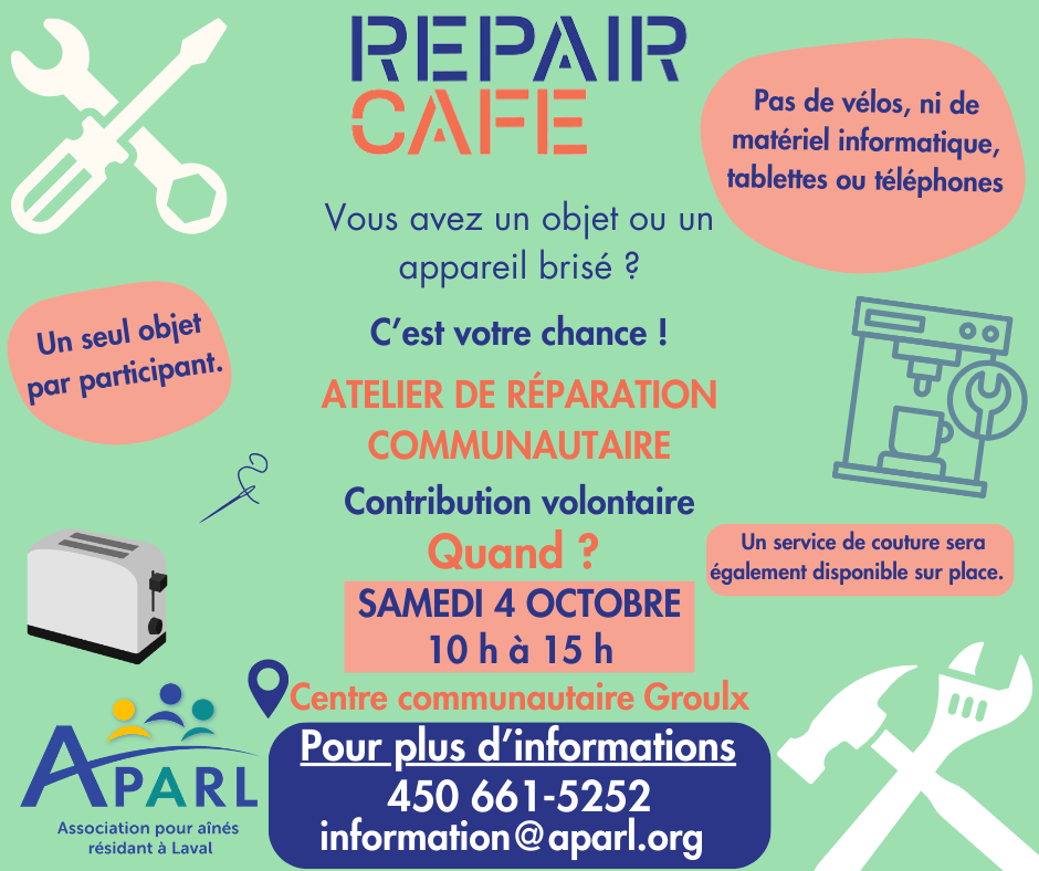 Image de l'article Repair café – Samedi 4 octobre 2025