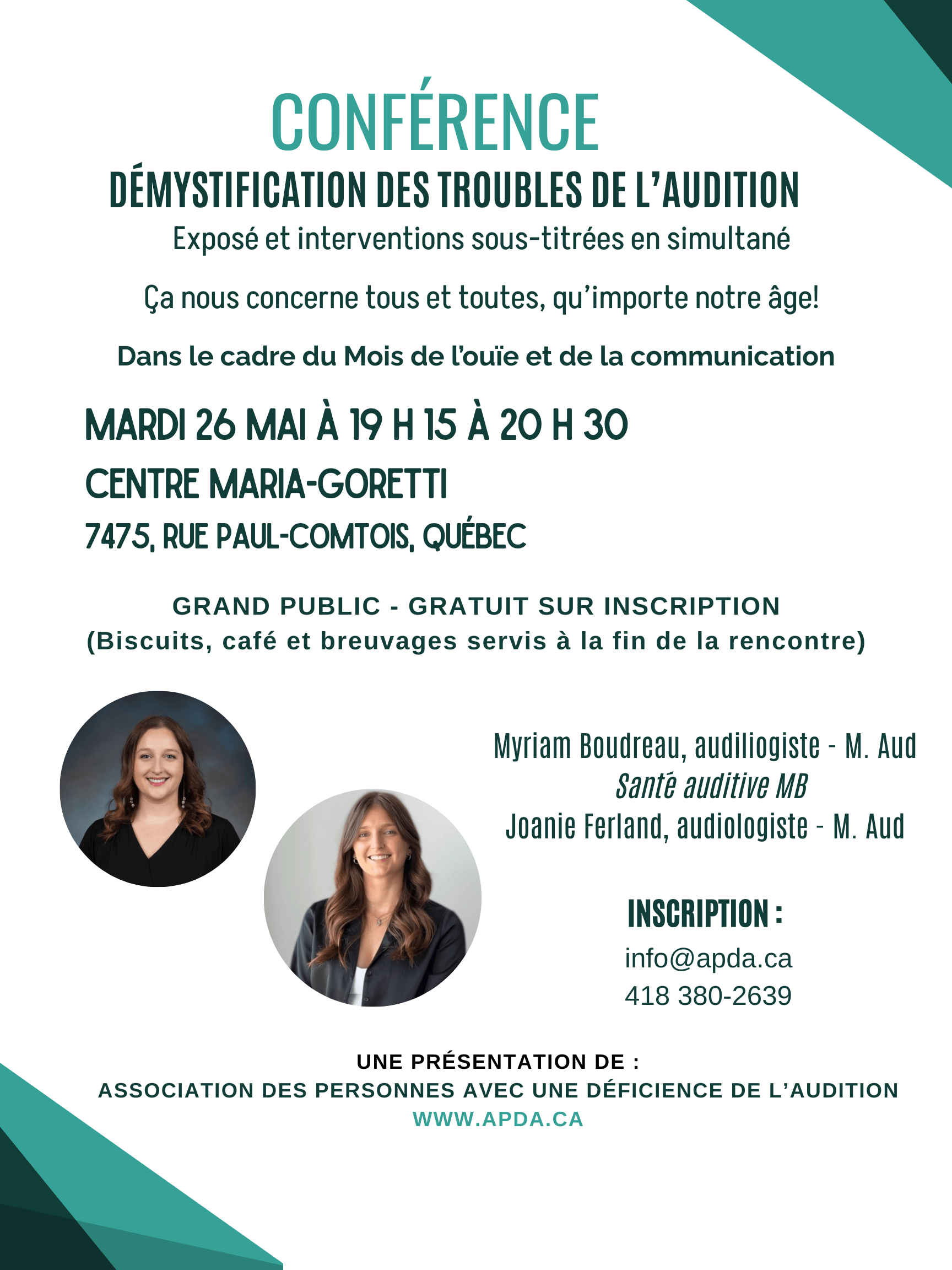 Image de l'article Conférence – Démystification des troubles de l’audition