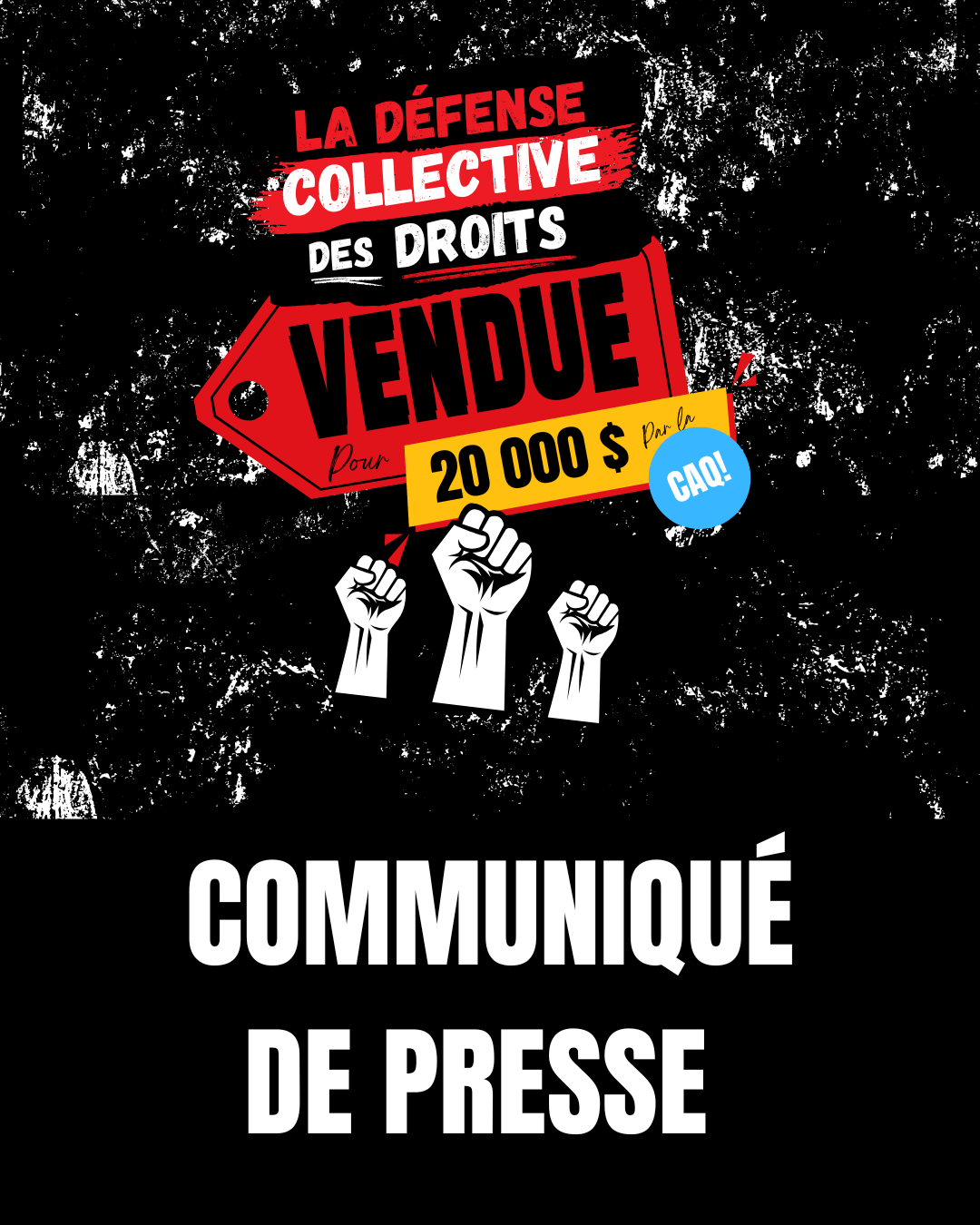 Image de l'article Communiqué de presse : La défense collective des droits vendue pour 20 000 piastres!