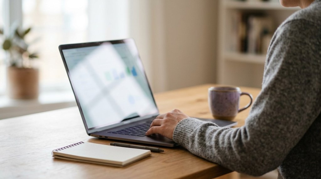 Rapport de maintenance mensuel d'un site web affiché sur un ordinateur portable