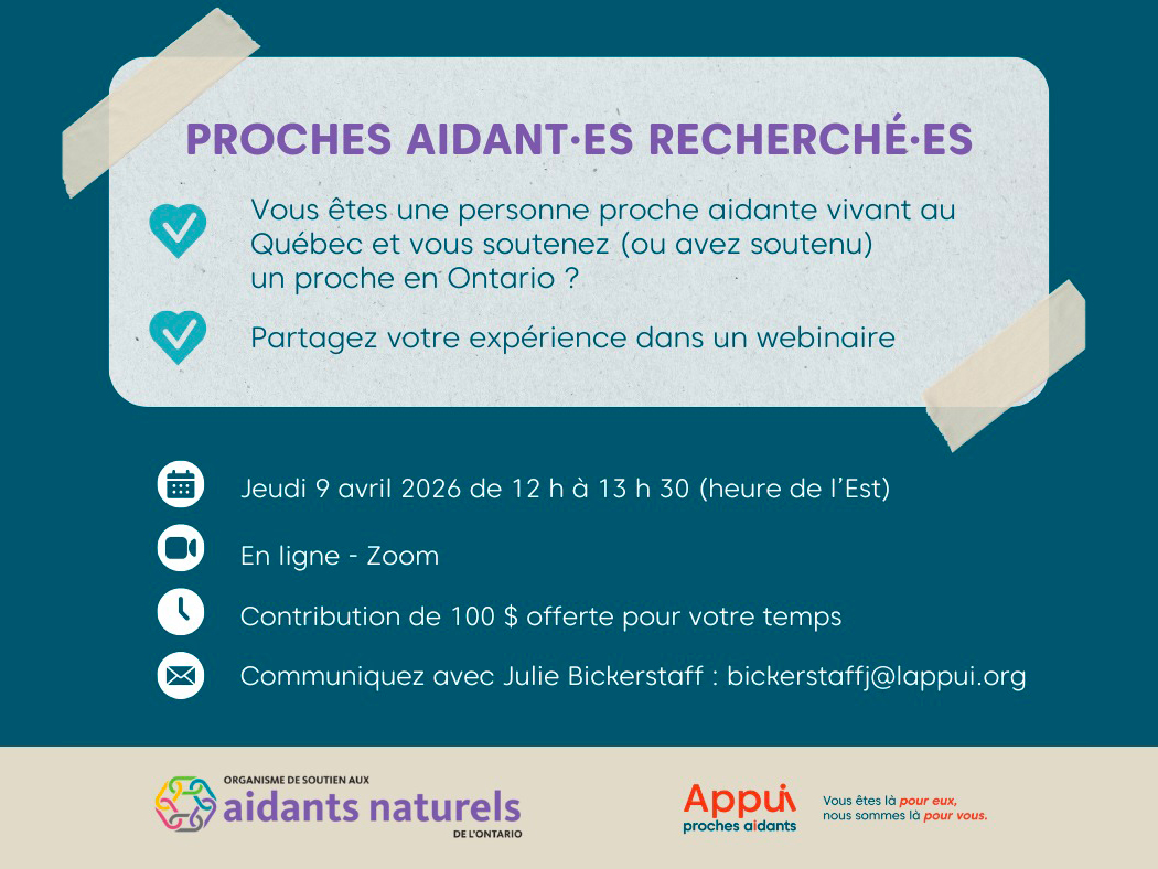 Image de l'article Appel à témoignage – Personne proche aidante vivant au Québec ayant soutenu un proche en Ontario