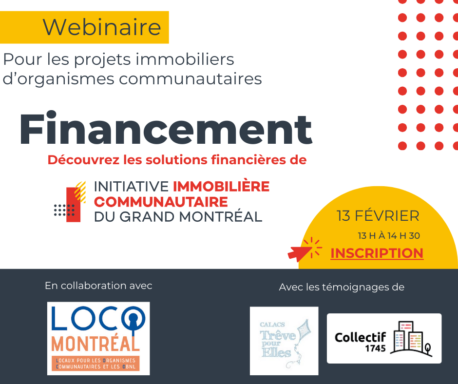 Image de l'article Webinaire : Financer son projet d’acquisition immobilière avec l’Initiative immobilière communautaire du Grand Montréal