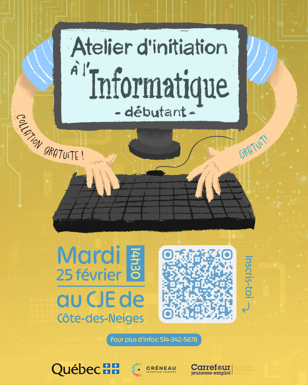 Image de l'article Atelier d’initiation à l’informatique pour débutants ✨ Mardi 25 février à 14h30 au CJE CDN