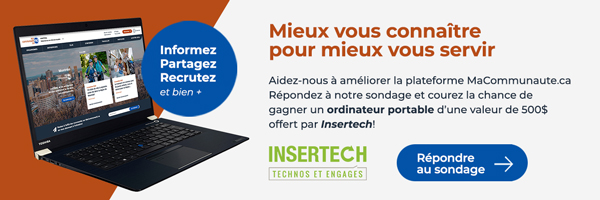 Répondez à notre sondage et courez la chance de gagner un ordinateur portable d'une valeur de 500$ offert par Insertech