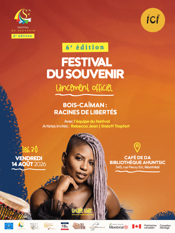 Image de l'article Lancement 6ème Ed. FESTIVAL DU SOUVENIR- Café de Da/ Bibliothèque Hélène Charbonneau- AHUNTSIC