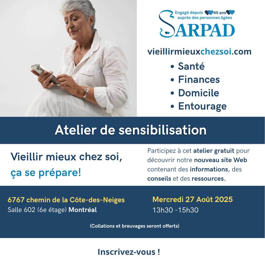 Image de l'article Ateliers de sensibilisation: Vieillir mieux chez soi, ça se prépare!