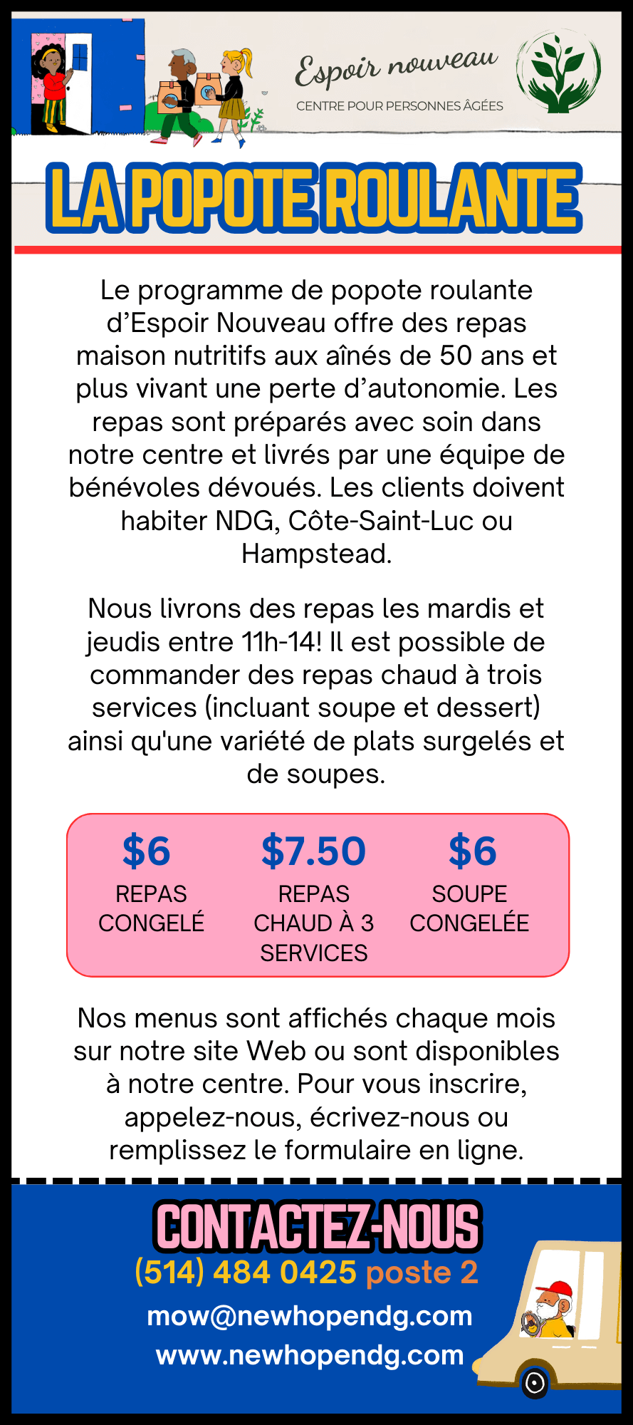 Image de l'article Repas à domicile – La popote roulante d’Espoir Nouveau – New Hope
