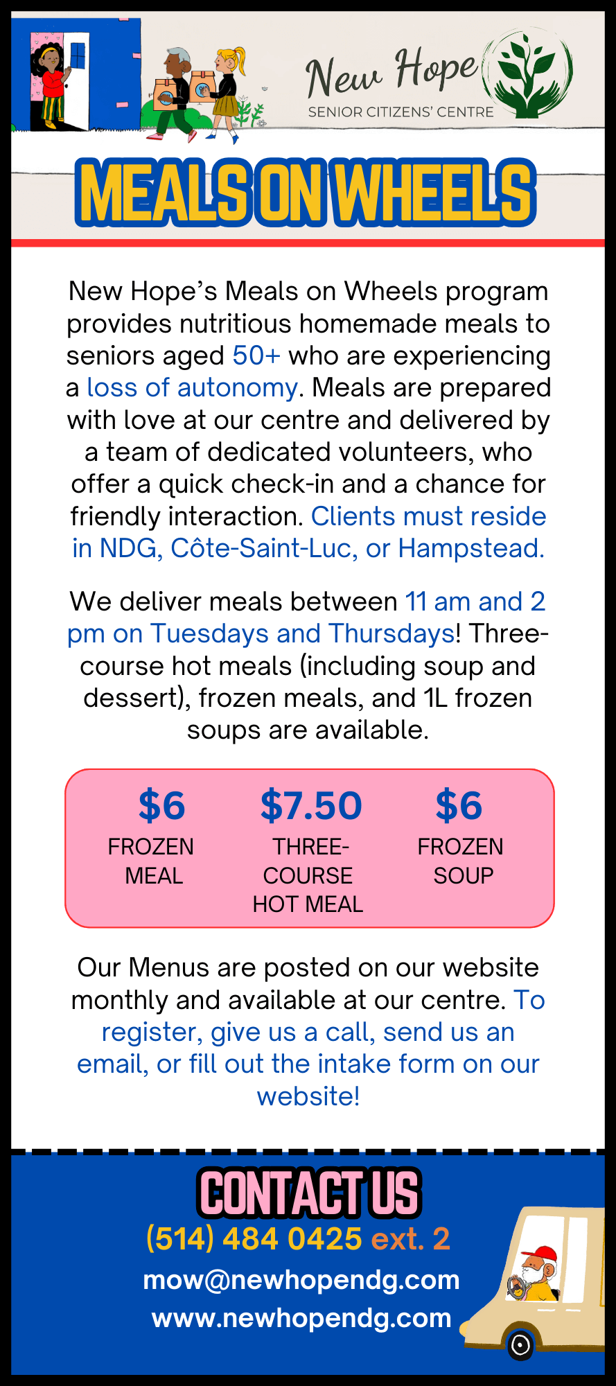 Image de l'article Meals on Wheels – Meals delivery for Seniors with New Hope – Espoir Nouveau