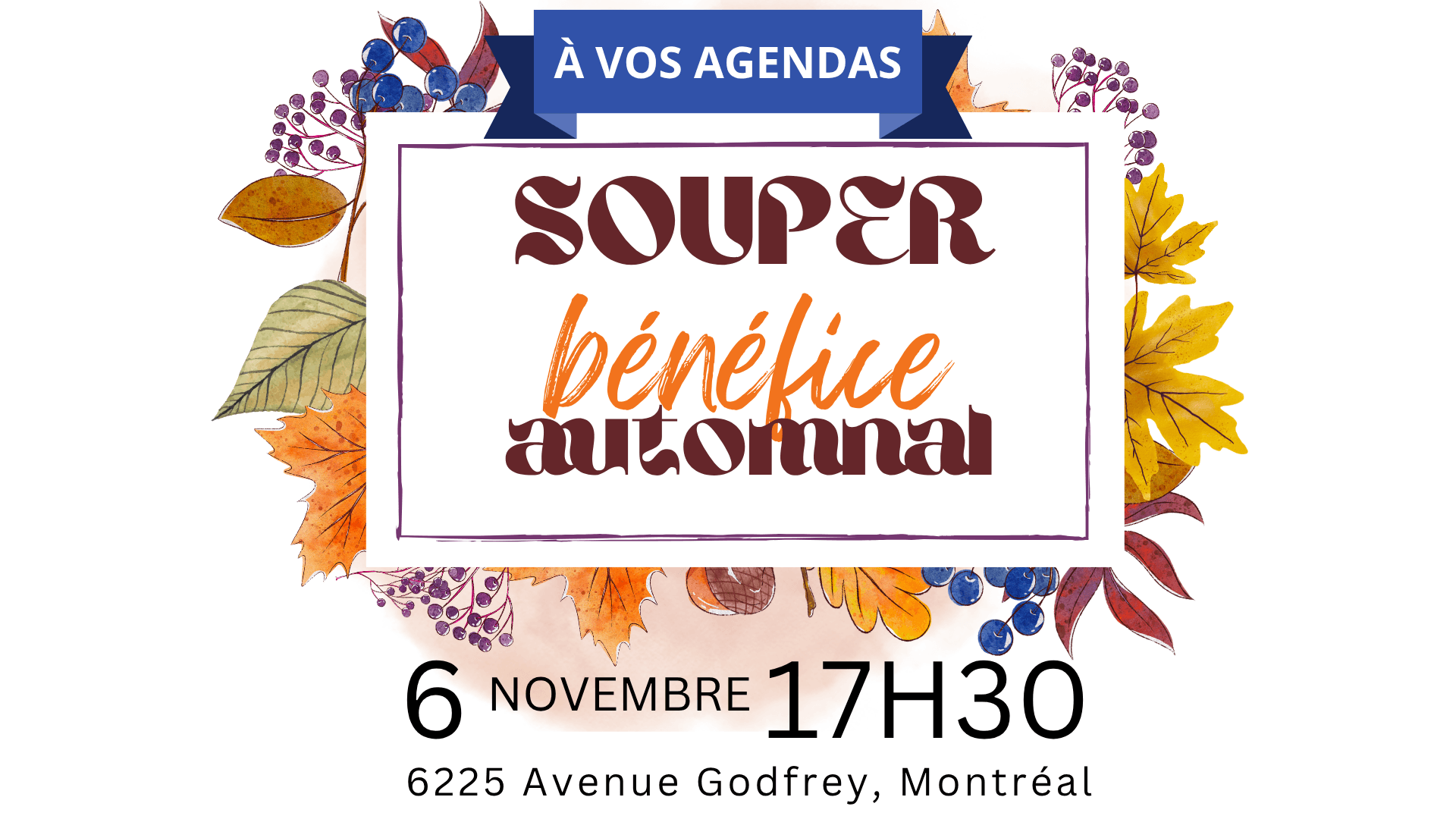 Image de l'article RÉSERVEZ LA DATE: Souper-Bénéfice automnal 2026