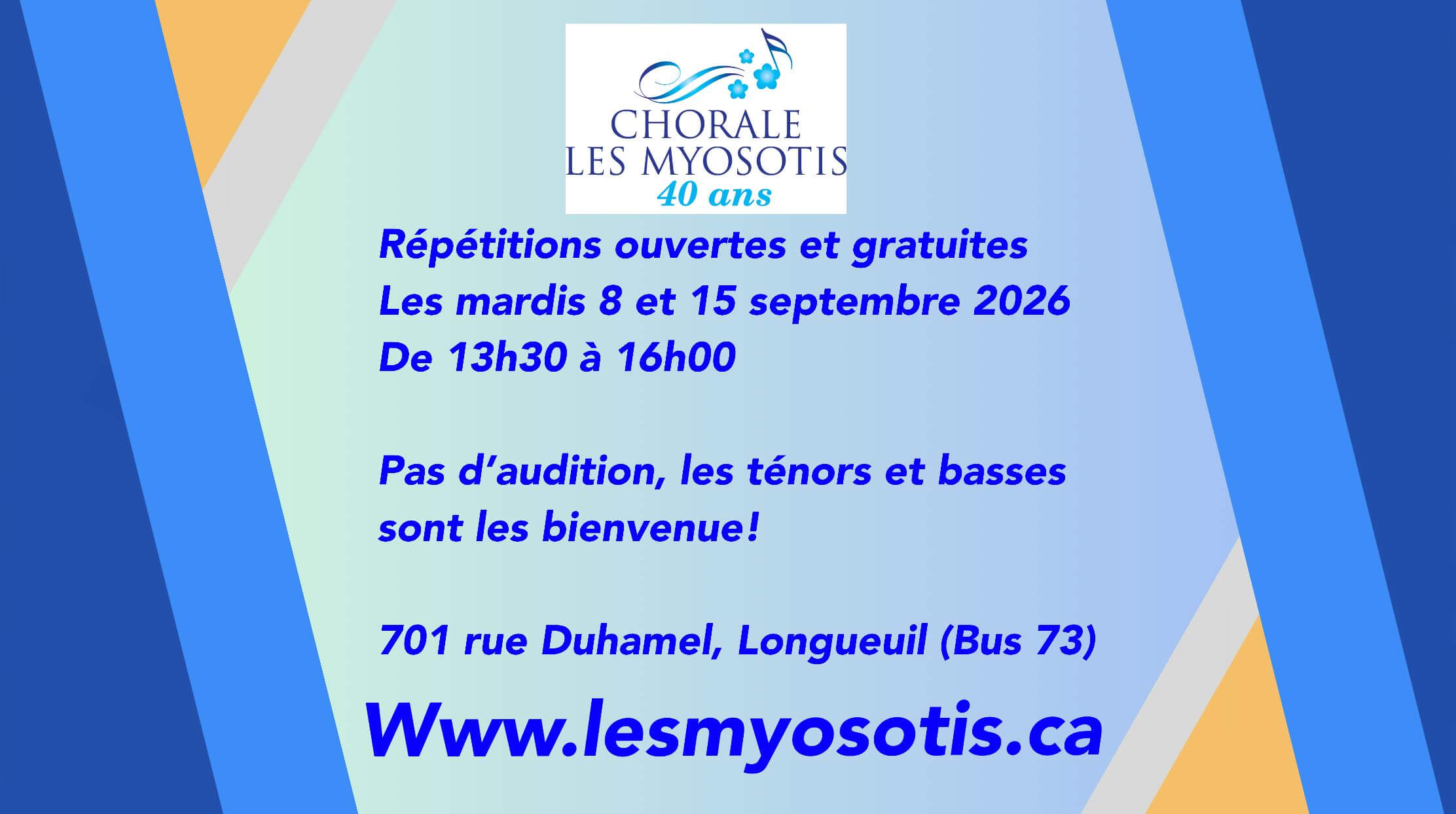 Image de l'article Répétitions ouvertes les mardis 8 et 15 septembre 2026