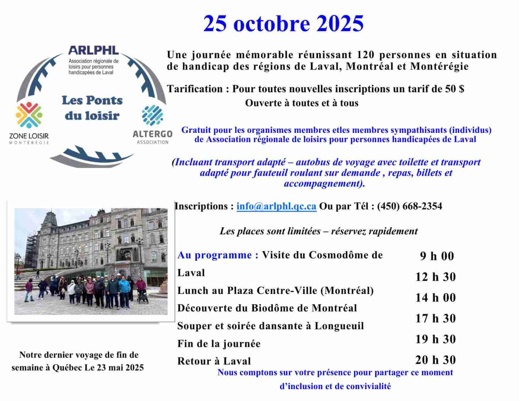 Image de l'article Journée Les Ponts du loisir pour personnes handicapées de Laval le 25 octobre 2025