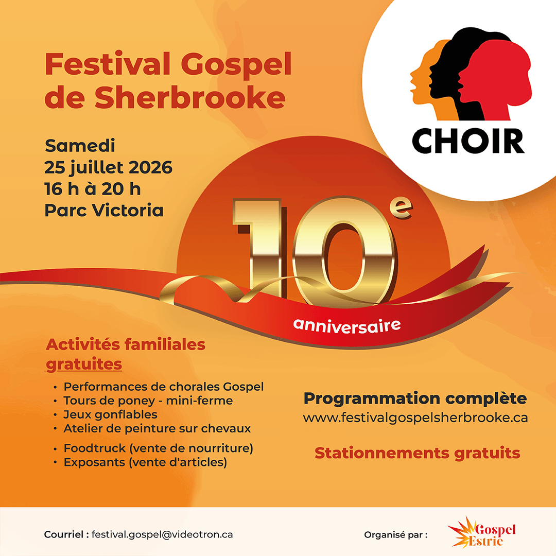 Image de l'article FESTIVAL GOSPEL DE SHERBROOKE – 10E EDITION ANNIVERSAIRE